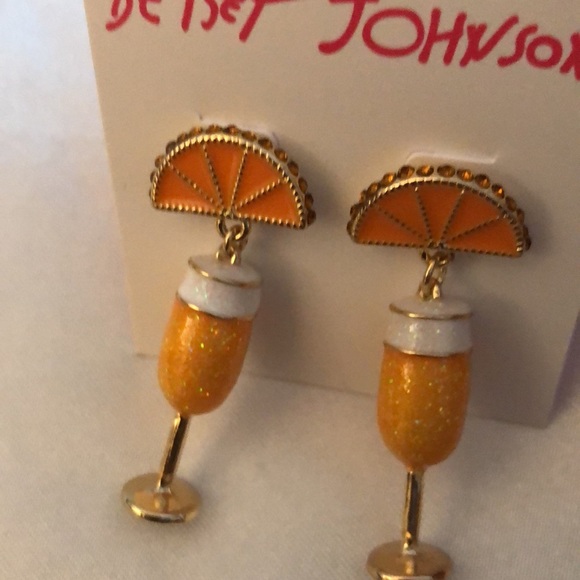 Betsey Johnson Betsey’s Brunch Bellini Orange Drop Earrings Crystal NWT - Picture 4 of 12